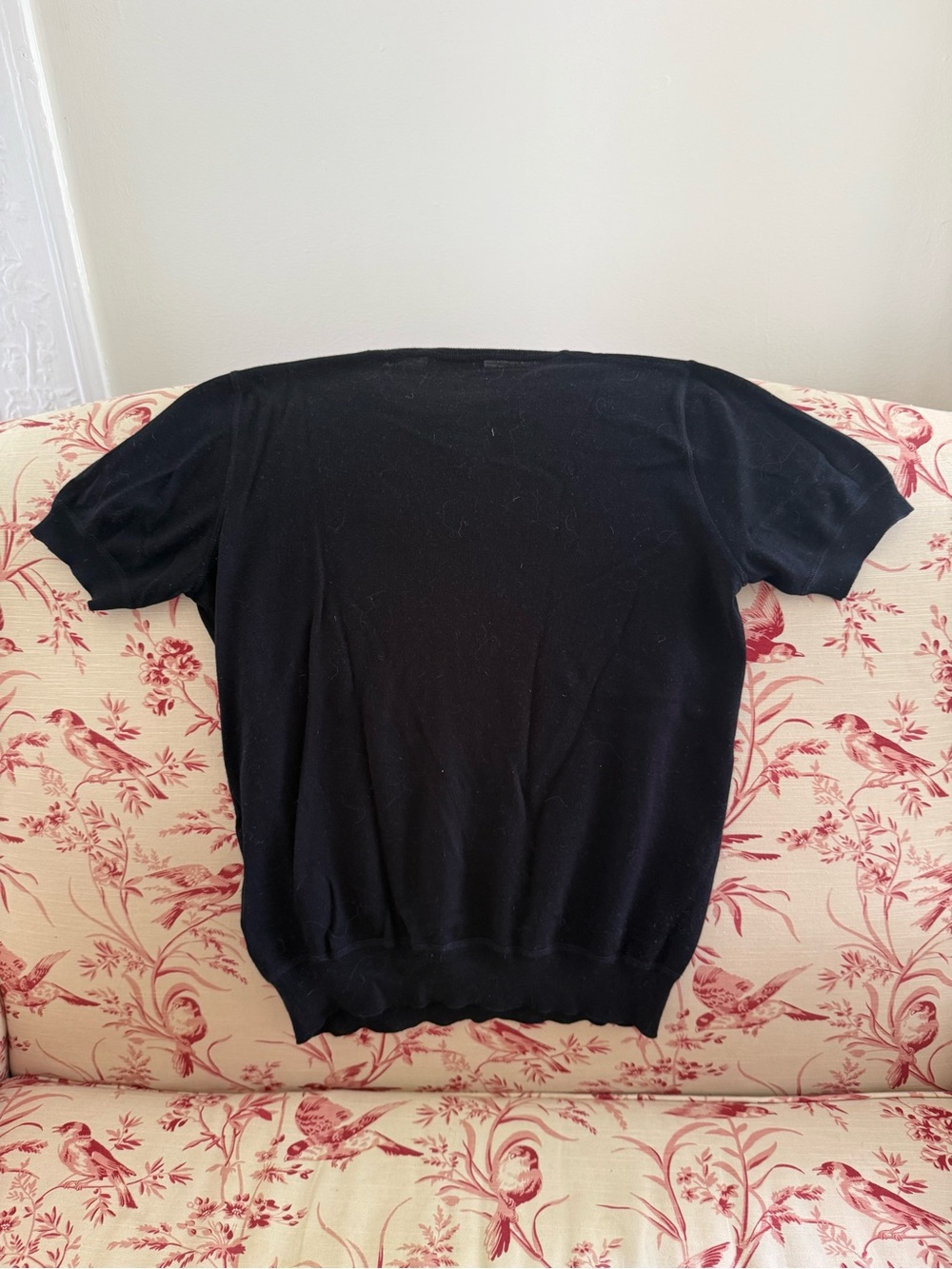 Prada Navy Cashmere Crewneck Sweater with White Logo - Picture 3 of 5
